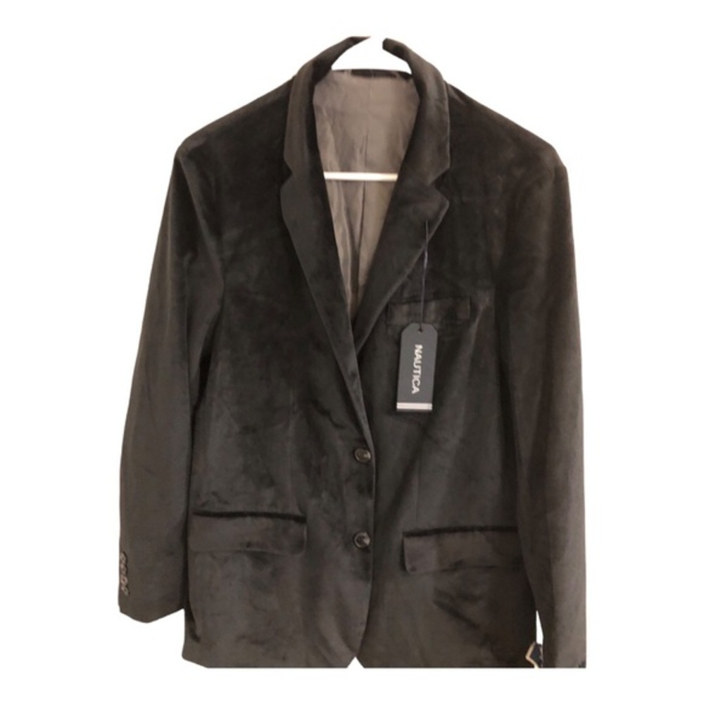 Nautica Men’s Black‎ Velvet single breasted blazer jacket size small new
